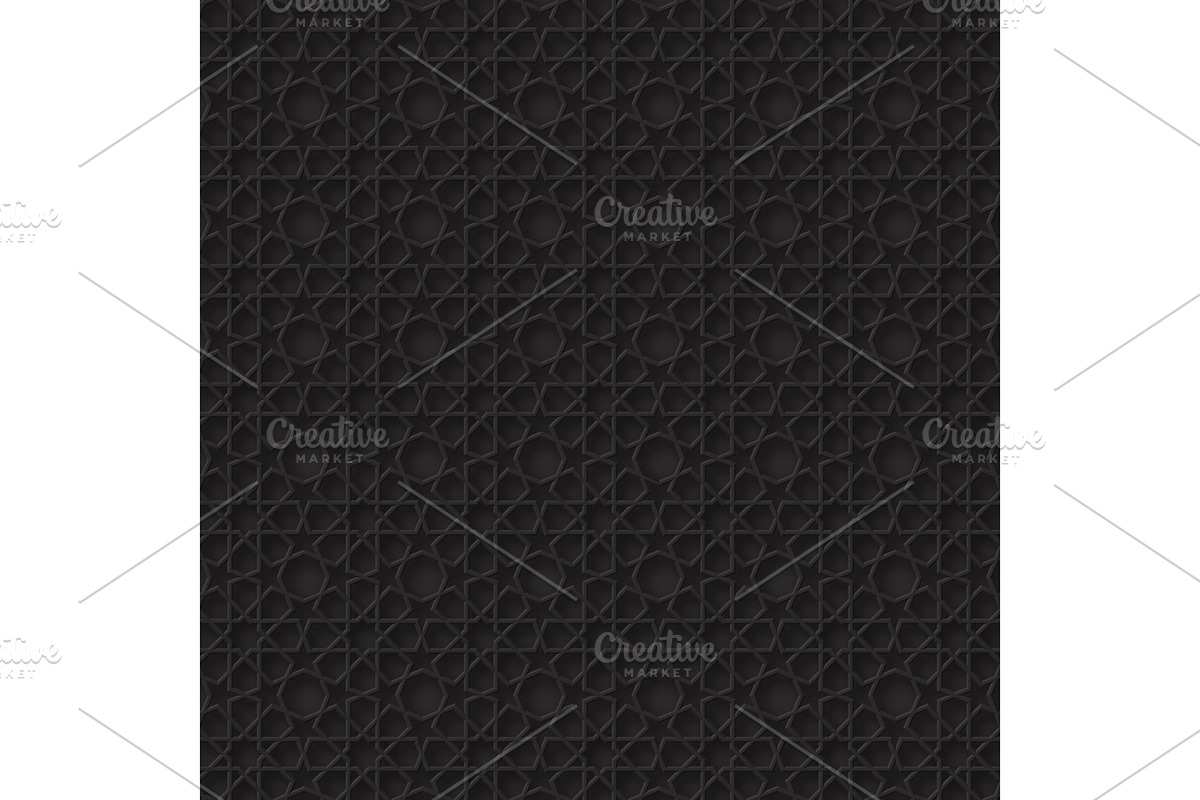 3d arabesque pattern in black color. in Textures - product preview 8