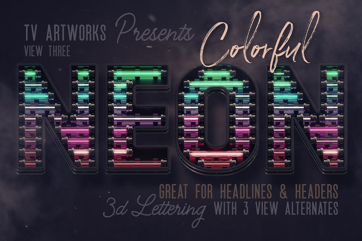 Colorful Neon 3D Lettering in Graphics - product preview 8