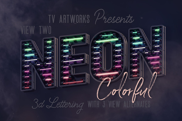 Colorful Neon 3D Lettering in Graphics - product preview 1