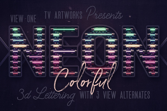 Colorful Neon 3D Lettering in Graphics - product preview 2