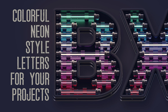 Colorful Neon 3D Lettering in Graphics - product preview 6