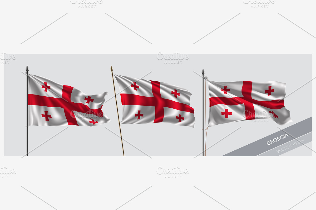 Set of Georgia waving flags vector in Illustrations - product preview 8