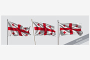 Set of Georgia waving flags vector