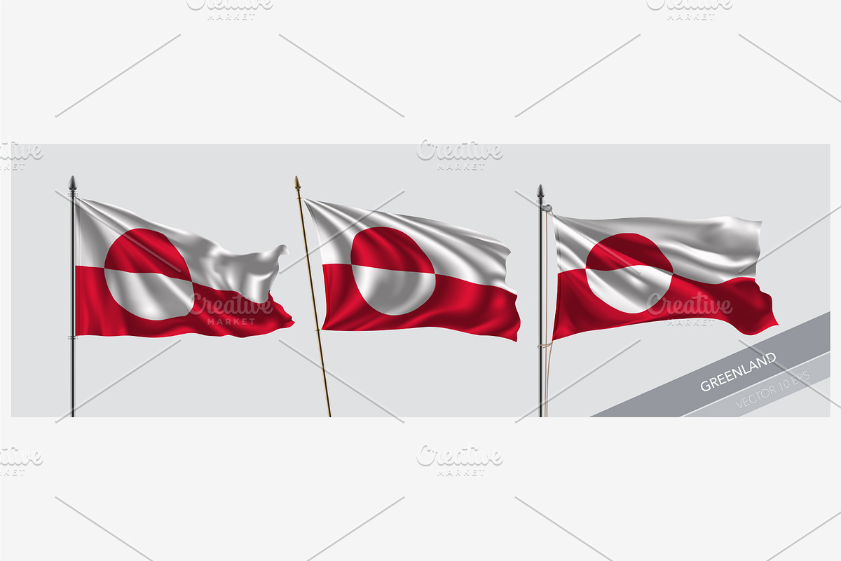 Greenland waving flags vector in Illustrations - product preview 8