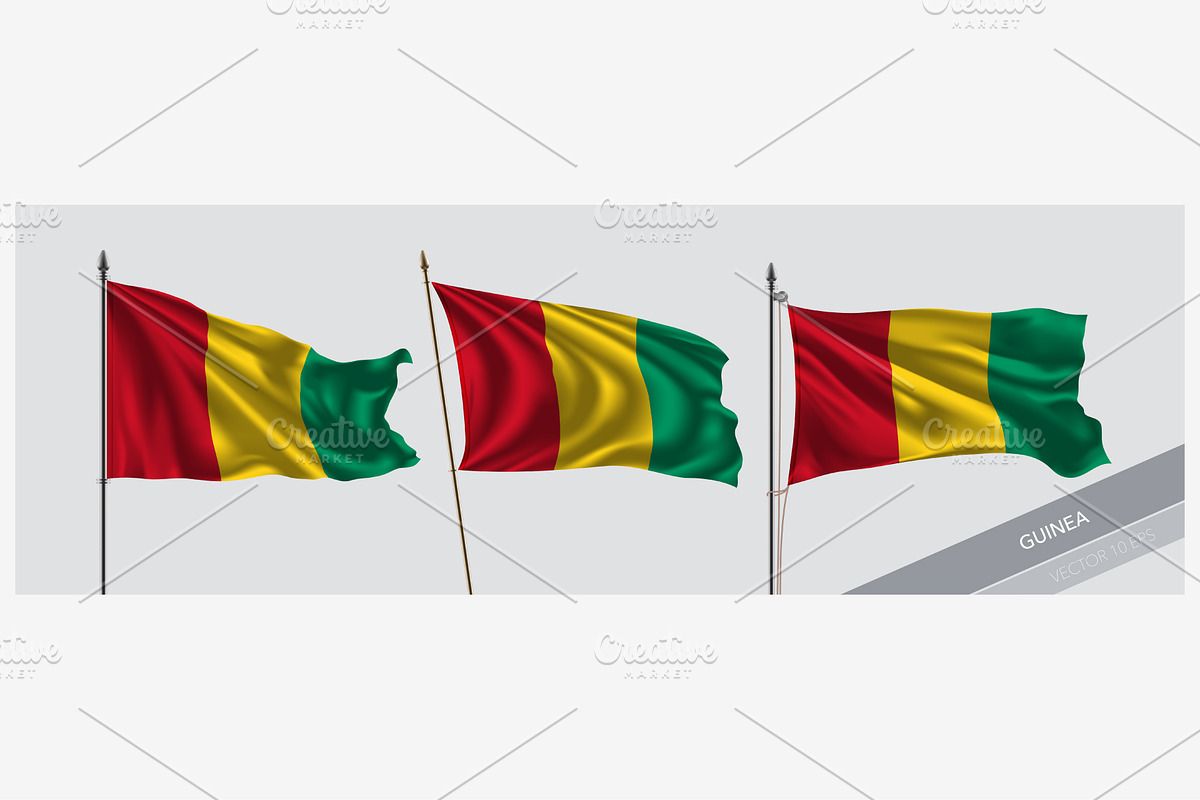 Set of Guinea waving flags vector in Illustrations - product preview 8