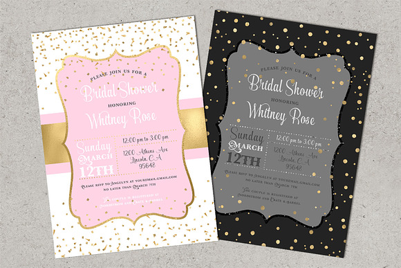 5x7 Gold Confetti Frame Overlays in Illustrations - product preview 6