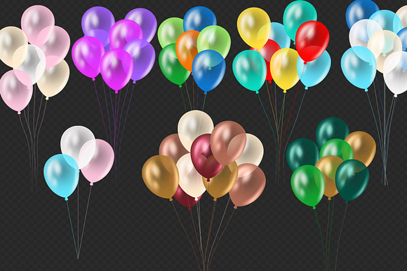 Rainbow Balloons Clipart in Illustrations - product preview 3