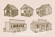 Timber Wood House Illustration