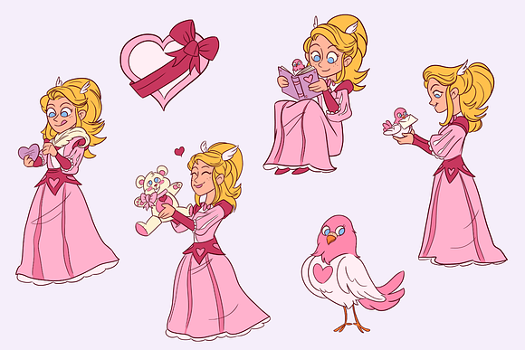 Valentine Princess In Pink Clip Art in Illustrations - product preview 1