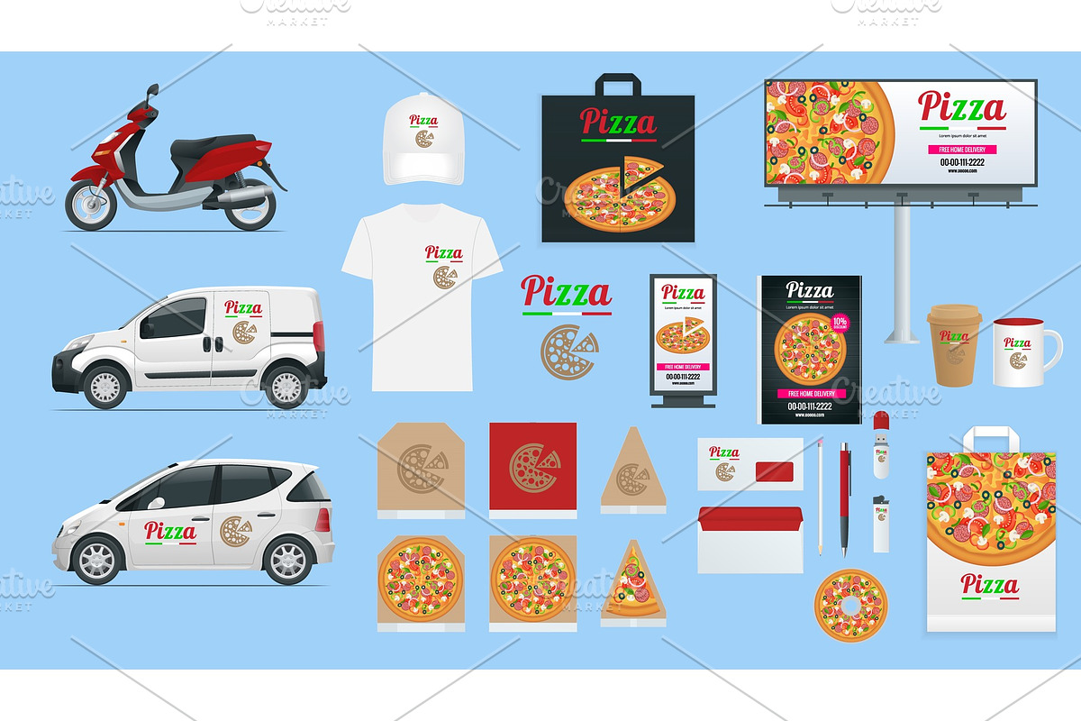 Big set icons of Pizzeria Cafe or in Illustrations - product preview 8
