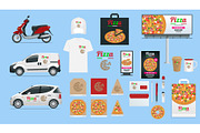 Big set icons of Pizzeria Cafe or