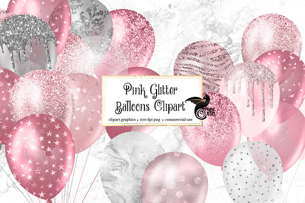 Pink Glitter Balloon Clipart