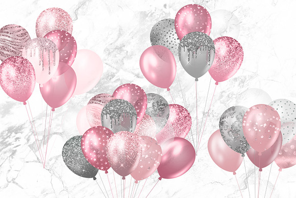 Pink Glitter Balloon Clipart in Illustrations - product preview 1