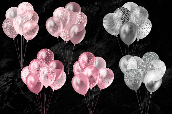 Pink Glitter Balloon Clipart in Illustrations - product preview 2