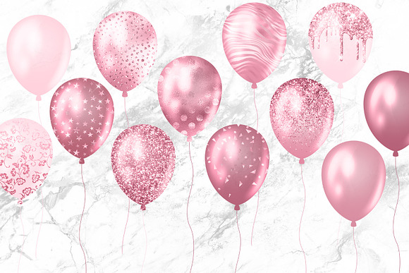 Pink Glitter Balloon Clipart in Illustrations - product preview 3