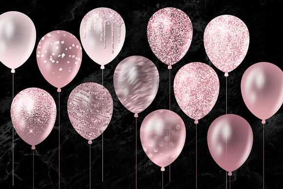 Pink Glitter Balloon Clipart in Illustrations - product preview 5