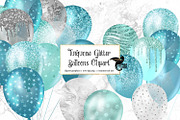 Turquoise Glitter Balloons Clipart