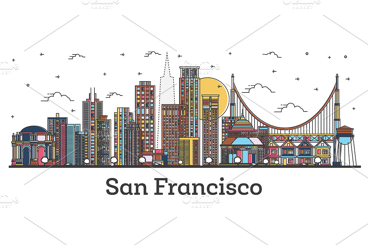 Outline San Francisco California in Illustrations - product preview 8