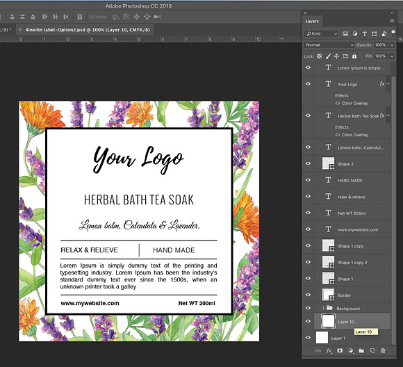 Doypack Pouch label template in Stationery Templates - product preview 1