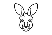 Kangaroo Head Icon. Logo on White