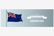 New Zealand waitangi day vector card