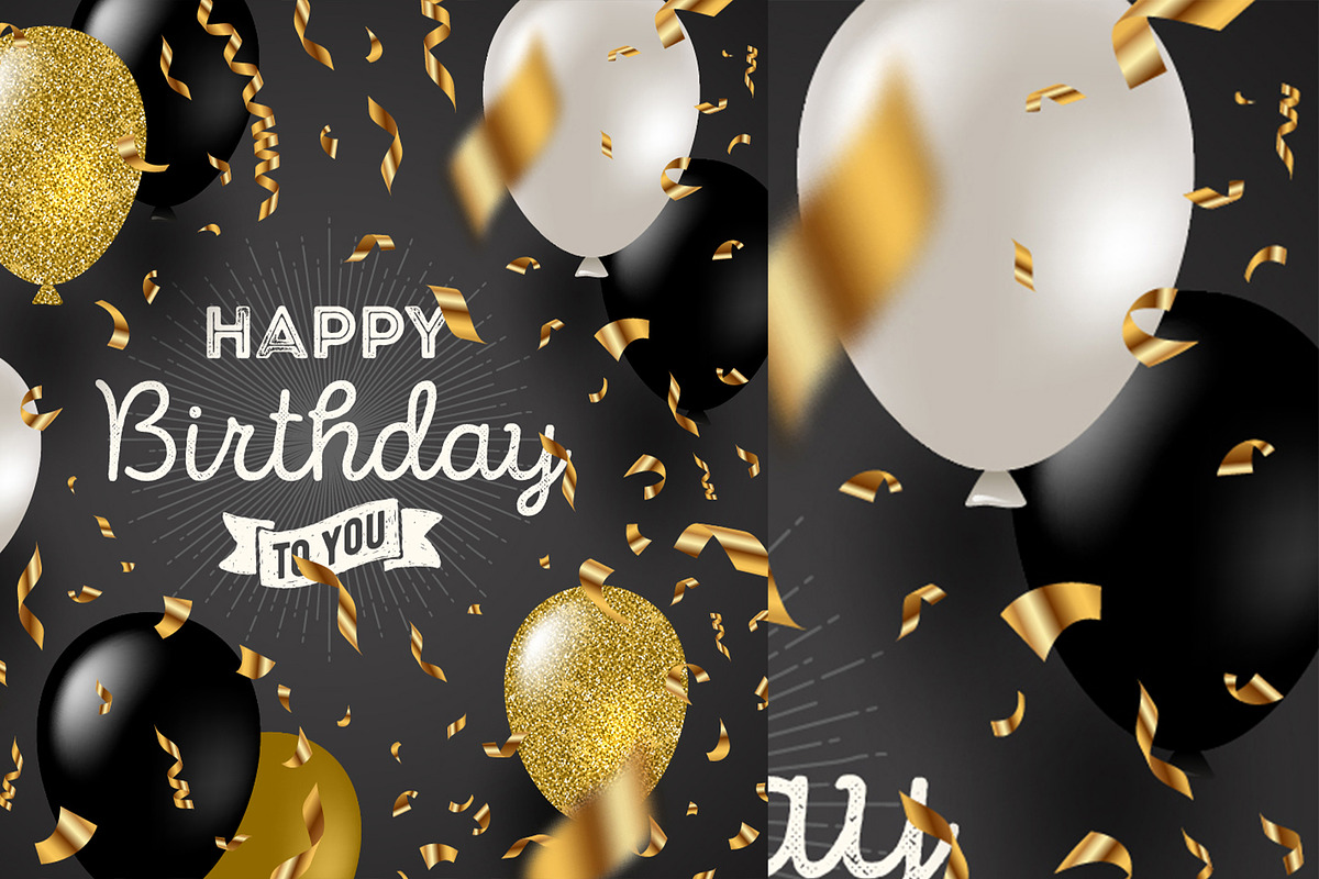 Happy birthday with golden balloons in Illustrations - product preview 8