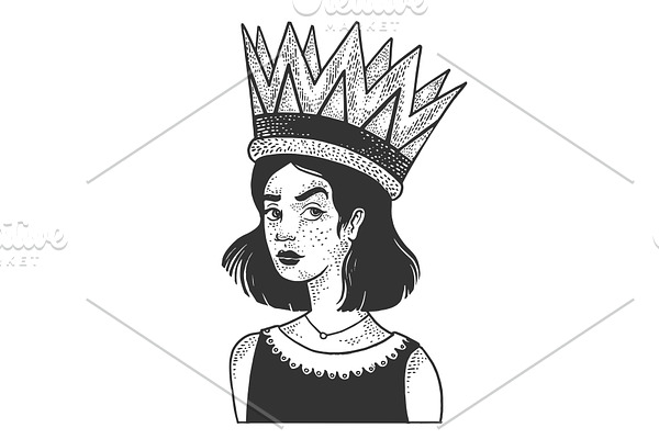 Girl huge giant royal crown sketch