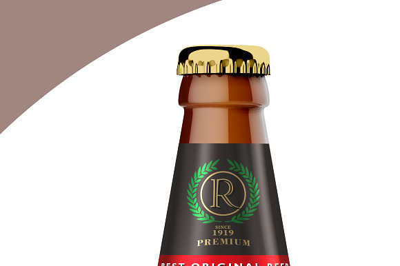 Amber Glass Beer Bottle Mockup 500ml in Product Mockups - product preview 3