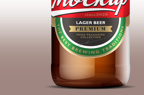 Amber Glass Beer Bottle Mockup 500ml in Product Mockups - product preview 5