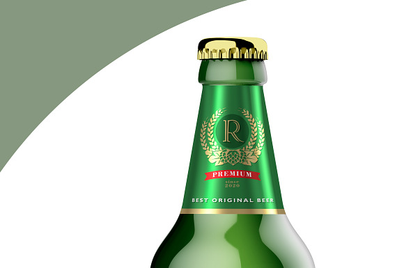 Green Glass Beer Bottle Mockup 500ml in Product Mockups - product preview 1