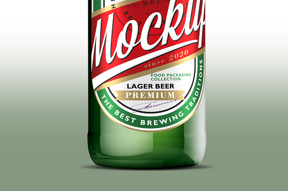 Green Glass Beer Bottle Mockup 500ml in Product Mockups - product preview 3