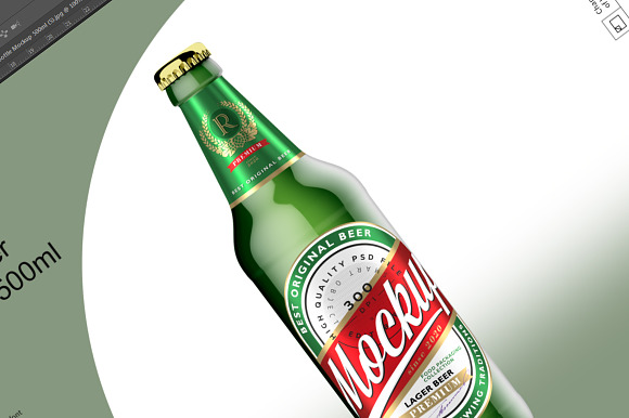 Green Glass Beer Bottle Mockup 500ml in Product Mockups - product preview 4