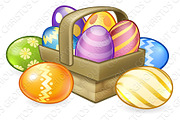 Easter Eggs Basket Hamper Cartoon