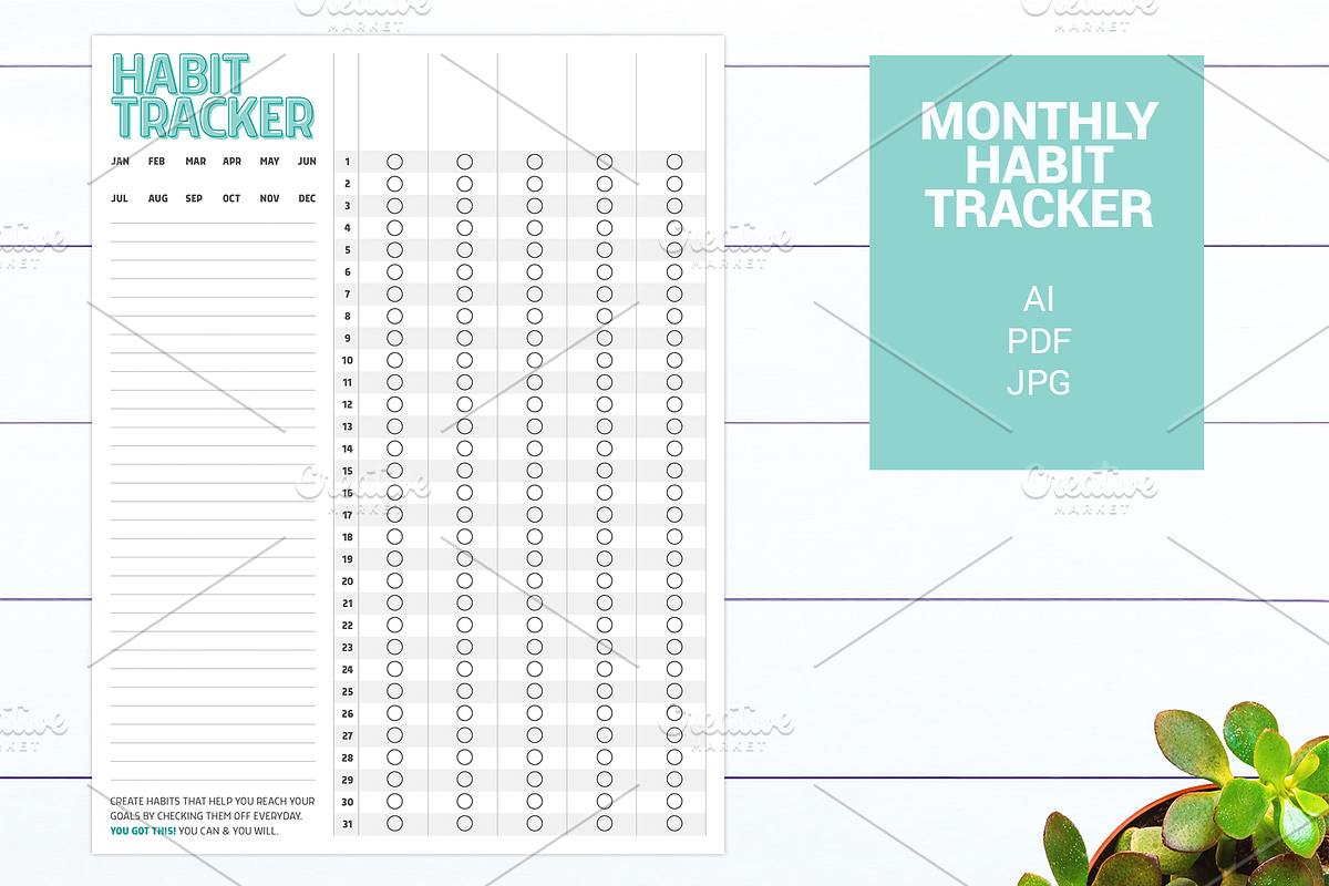 Habit & Goal Tracker Customizable in Stationery Templates - product preview 8