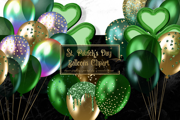 St Patrick's Day Balloons Clipart