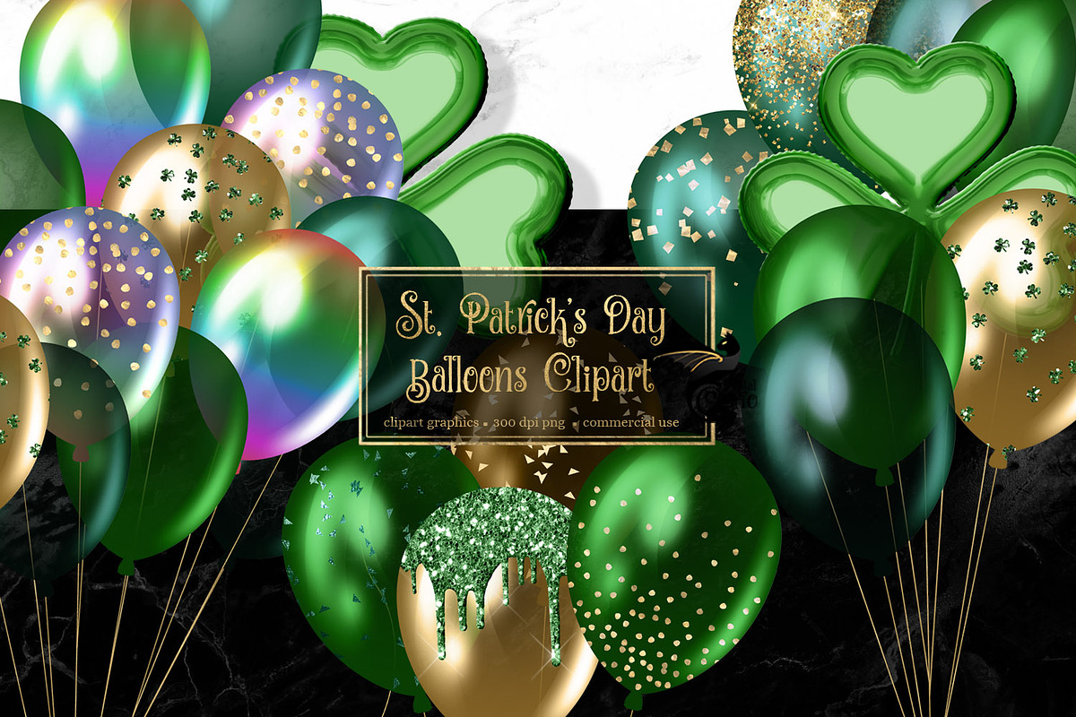 St Patrick's Day Balloons Clipart in Illustrations - product preview 8