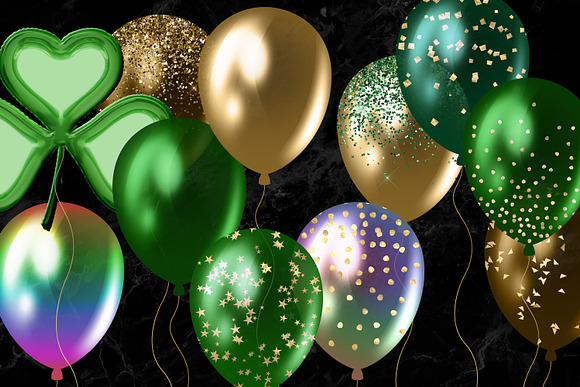 St Patrick's Day Balloons Clipart in Illustrations - product preview 2
