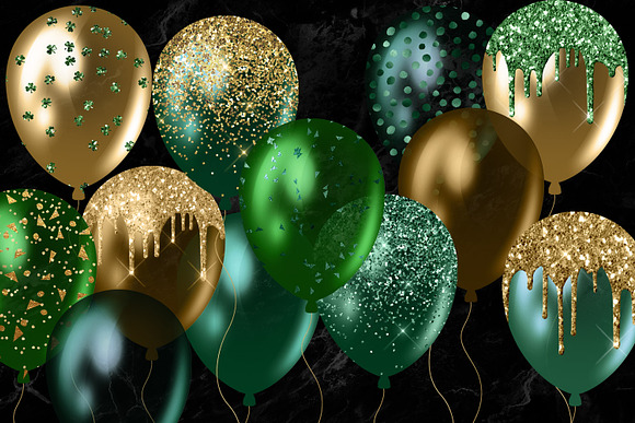 St Patrick's Day Balloons Clipart in Illustrations - product preview 3