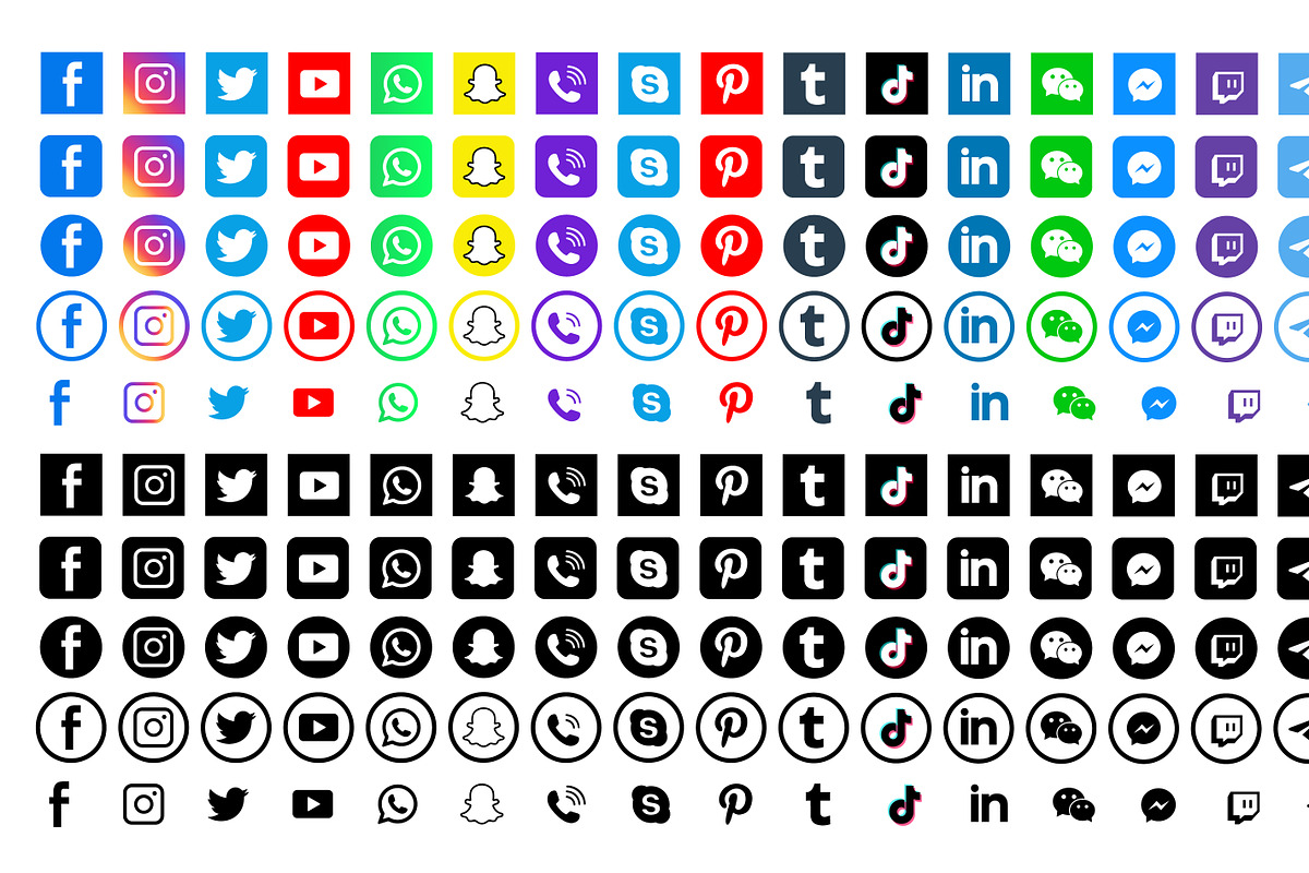 Social media icons illustration in Icons - product preview 8