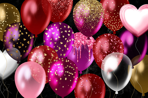 Valentine's Day Balloons Clipart in Illustrations - product preview 2