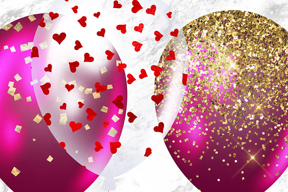 Valentine's Day Balloons Clipart in Illustrations - product preview 4