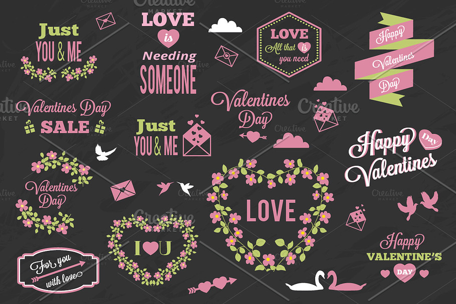 Valentines day elements