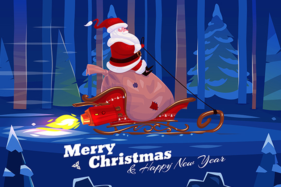 Funny santa with present in Illustrations - product preview 8
