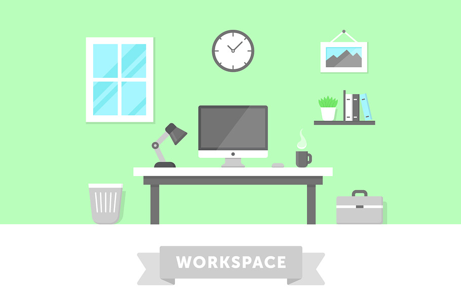 Home Workspace Illustration in Illustrations - product preview 8