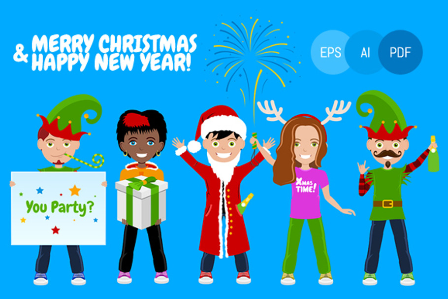 People Celebrating Christmas in Illustrations - product preview 8