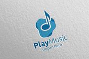 Music Logo with Note, Play Concept 3