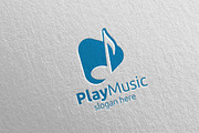 Music Logo with Note, Play Concept 5