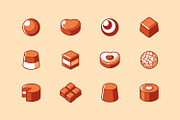 Chocolate bar and candy icon set