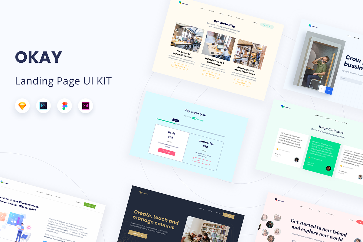 OKAY Landing Page UI KIT in Landing Page Templates - product preview 8