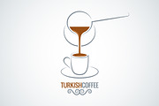 Coffee cup turkish recipe vector.